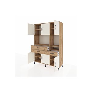 Hyperion Dolap 9 Raflı 3 Çekmeceli 6 Kapaklı 132x44x195 Çam-aytaşı/çam