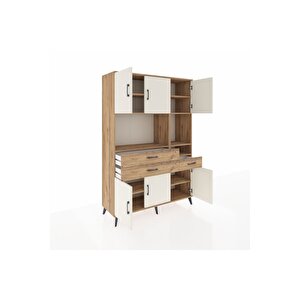 Hyperion Dolap 9 Raflı 3 Çekmeceli 6 Kapaklı 132x44x195 Çam-aytaşı/çam