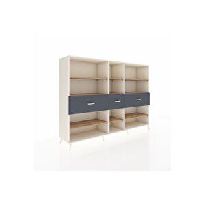 Hyperion Dolap 9 Raflı 3 Çekmeceli  220x44x163 Aytaşı-çam/antrasit