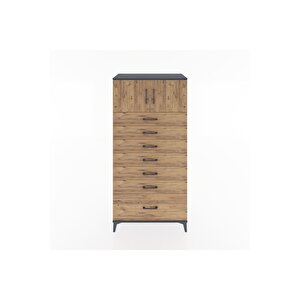 Hyperion Dolap Tek Raflı 7 Çekmeceli 2 Kapaklı 88x44x182 Antrasit-çam