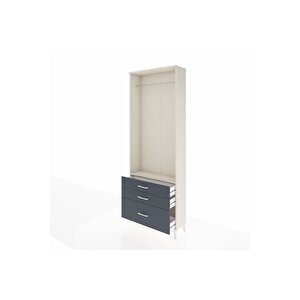 Arges Dolap Tek Raflı 3 Çekmeceli Tek Askılı 88x30x243 Aytaşı-antrasit
