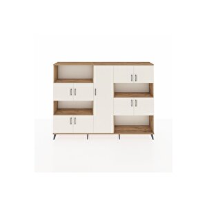 Arges Dolap 10 Raflı 9 Kapaklı 220x30x163 Çam-aytaşı/çam