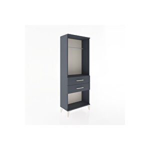 Arges Dolap Tek Raflı 2 Çekmeceli Tek Askılı 60x30x163 Antrasit-antrasit