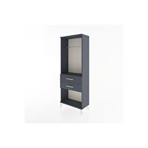 Arges Dolap Tek Raflı 2 Çekmeceli Tek Askılı 60x30x163 Antrasit-antrasit