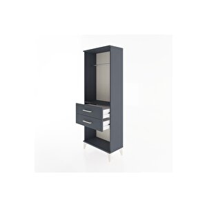 Arges Dolap Tek Raflı 2 Çekmeceli Tek Askılı 60x30x163 Antrasit-antrasit