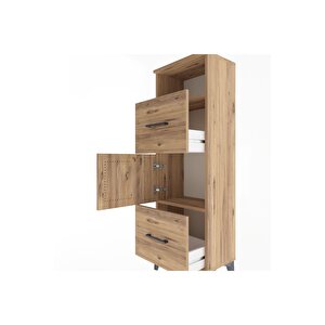 Arges Dolap 2 Raflı 2 Çekmeceli Tek Kapaklı 44x30x134 Çam-çam