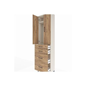 Arges Dolap 2 Raflı 4 Çekmeceli Tek Askılı 60x30x221 Aytaşı-çam