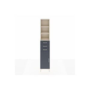 Hyperion Dolap 4 Raflı 3 Çekmeceli Tek Kapaklı 44x44x243 Aytaşı-antrasit