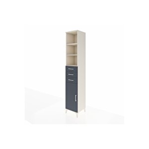 Hyperion Dolap 4 Raflı 3 Çekmeceli Tek Kapaklı 44x44x243 Aytaşı-antrasit