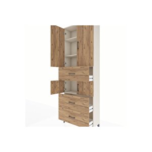 Arges Dolap 4 Raflı 3 Çekmeceli 4 Kapaklı 88x30x243 Aytaşı-çam