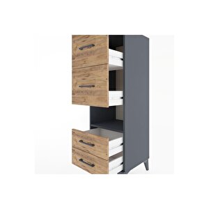 Hyperion Dolap Tek Raflı 4 Çekmeceli 44x44x134 Antrasit-çam