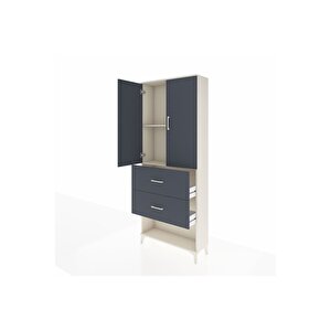 Arges Dolap 2 Raflı 2 Çekmeceli 2 Kapaklı 88x30x221 Aytaşı-antrasit
