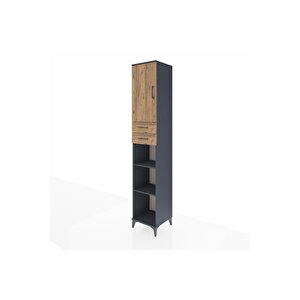 Hyperion Dolap 5 Raflı 2 Çekmeceli Tek Kapaklı 44x44x243 Antrasit-çam