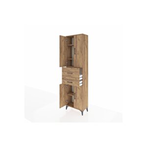 Arges Dolap 4 Raflı 2 Çekmeceli 4 Kapaklı 60x30x221 Çam-çam