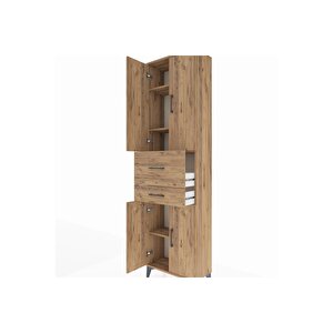 Arges Dolap 4 Raflı 2 Çekmeceli 4 Kapaklı 60x30x221 Çam-çam