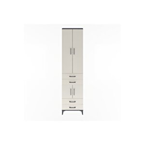 Arges Dolap 4 Raflı 4 Çekmeceli 4 Kapaklı 60x30x243 Antrasit-aytaşı