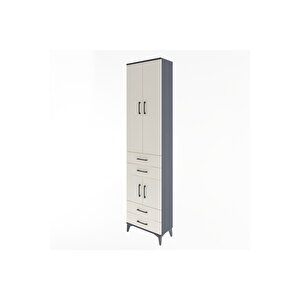 Arges Dolap 4 Raflı 4 Çekmeceli 4 Kapaklı 60x30x243 Antrasit-aytaşı