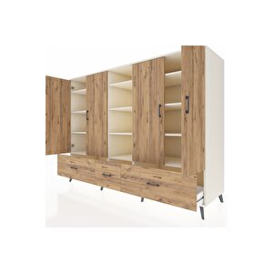 Kronos Dolap 12 Raflı 3 Çekmeceli 4 Kapaklı 220x59x163 Aytaşı-çam