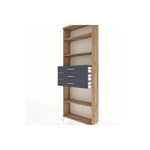 Arges Dolap 4 Raflı 3 Çekmeceli 88x30x243 Çam-antrasit