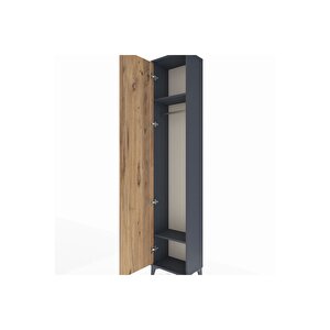 Arges Dolap 2 Raflı Tek Kapaklı Tek Askılı 44x30x221 Antrasit-çam