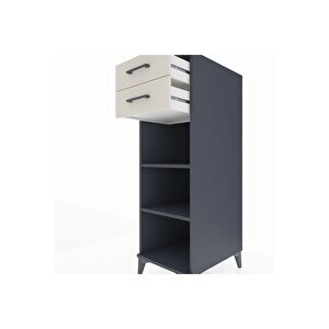 Kronos Dolap 2 Raflı 2 Çekmeceli 44x59x134 Antrasit-aytaşı