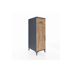 Kronos Dolap 2 Raflı Tek Çekmeceli Tek Kapaklı 44x59x134 Antrasit-çam