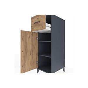 Kronos Dolap 2 Raflı Tek Çekmeceli Tek Kapaklı 44x59x134 Antrasit-çam