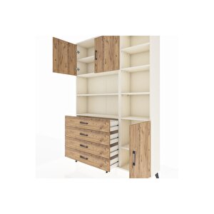 Arges Gardrop 9 Raflı 4 Çekmeceli 3 Kapaklı 132x30x195 Aytaşı-çam