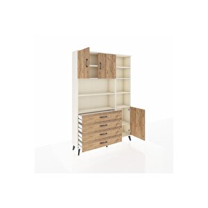 Arges Gardrop 9 Raflı 4 Çekmeceli 3 Kapaklı 132x30x195 Aytaşı-çam