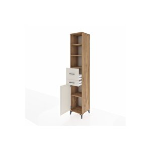 Hyperion Dolap 4 Raflı 2 Çekmeceli Tek Kapaklı 44x44x243 Çam-aytaşı