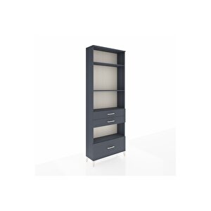 Arges Dolap 4 Raflı 3 Çekmeceli 88x30x243 Antrasit-antrasit