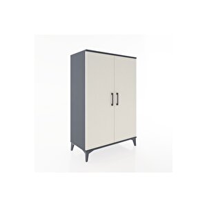 Hyperion Dolap Tek Raflı 2 Kapaklı Tek Askılı 88x44x134 Antrasit-aytaşı
