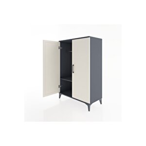 Hyperion Dolap Tek Raflı 2 Kapaklı Tek Askılı 88x44x134 Antrasit-aytaşı