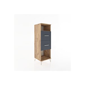 Hyperion Dolap Tek Raflı 2 Çekmeceli 44x44x134 Çam-antrasit