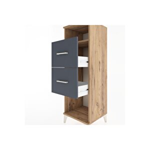 Hyperion Dolap Tek Raflı 2 Çekmeceli 44x44x134 Çam-antrasit