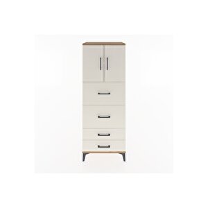 Hyperion Dolap 2 Raflı 4 Çekmeceli 2 Kapaklı 60x44x163 Çam-aytaşı