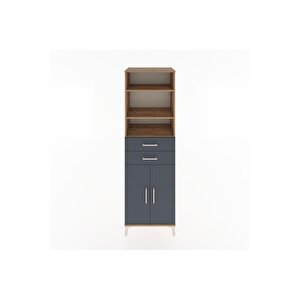 Hyperion Dolap 4 Raflı 2 Çekmeceli 2 Kapaklı 60x44x195 Çam-antrasit