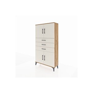 Arges Dolap 3 Raflı 3 Çekmeceli 4 Kapaklı 88x30x163 Çam-aytaşı