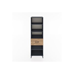 Hyperion Dolap 4 Raflı Tek Çekmeceli 60x44x195 Antrasit-çam