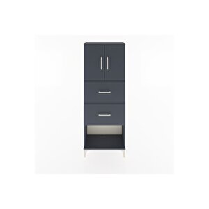 Arges Dolap 2 Raflı 2 Çekmeceli 2 Kapaklı 60x30x163 Antrasit-antrasit