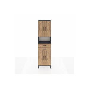 Arges Dolap 4 Raflı 2 Çekmeceli 4 Kapaklı 60x30x221 Antrasit-çam