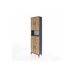 Arges Dolap 4 Raflı 2 Çekmeceli 4 Kapaklı 60x30x221 Antrasit-çam