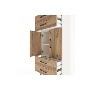 Arges Dolap 2 Raflı 4 Çekmeceli 2 Kapaklı 60x30x134 Aytaşı-çam