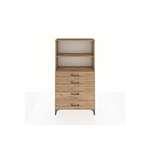 Arges Dolap 2 Raflı 4 Çekmeceli 88x30x163 Çam-çam