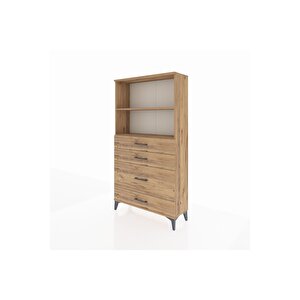 Arges Dolap 2 Raflı 4 Çekmeceli 88x30x163 Çam-çam