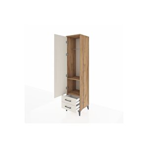 Hyperion Dolap 2 Raflı 2 Çekmeceli Tek Askılı 44x44x195 Çam-aytaşı