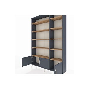 Arges Dolap 10 Raflı 3 Kapaklı 132x30x195 Antrasit-antrasit/çam