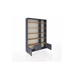 Arges Dolap 10 Raflı 3 Kapaklı 132x30x195 Antrasit-antrasit/çam