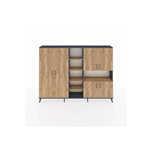 Arges Dolap 13 Raflı 6 Kapaklı 220x30x163 Antrasit-çam