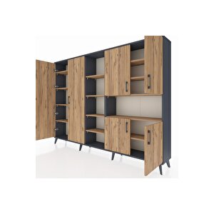 Arges Dolap 13 Raflı 6 Kapaklı 220x30x163 Antrasit-çam